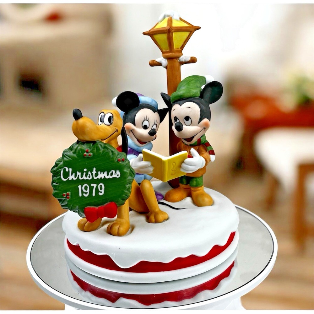 VTG‎ 1979 Disney Mickey Minnie Pluto Christmas Carolers 1st Ed Figurine 🇯🇵